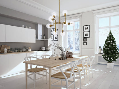 Hanson 8 lights pendant in brass with clear shade