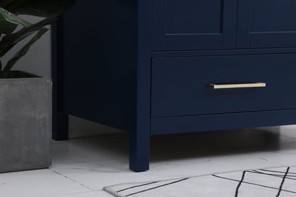 36 inch Single Bathroom Vanity in Blue with Backsplash