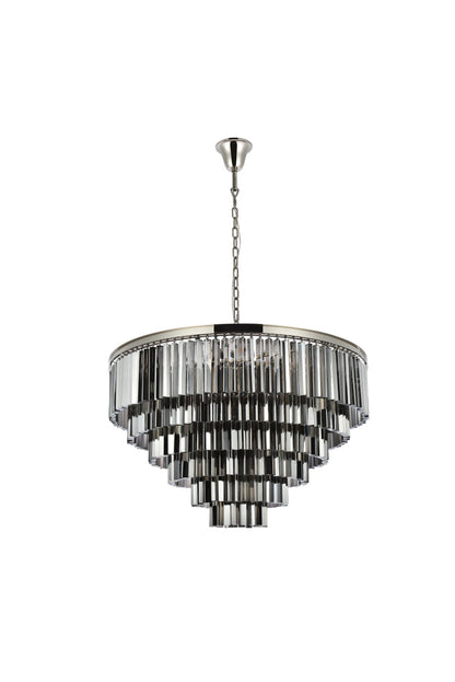 Sydney 33 light polished nickel Chandelier Silver Shade (Grey) Royal Cut Crystal