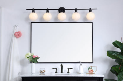 Collier 5 light Black and Frosted white glass Wall sconce