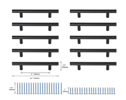 Quinn 4" Center to Center Matte Black Bar Pull Multipack (set of 10)