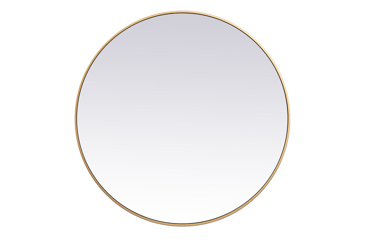 Metal frame round mirror 39 inch in Brass
