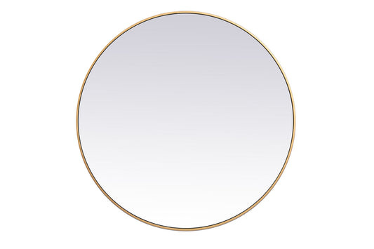 Metal frame round mirror 39 inch in Brass