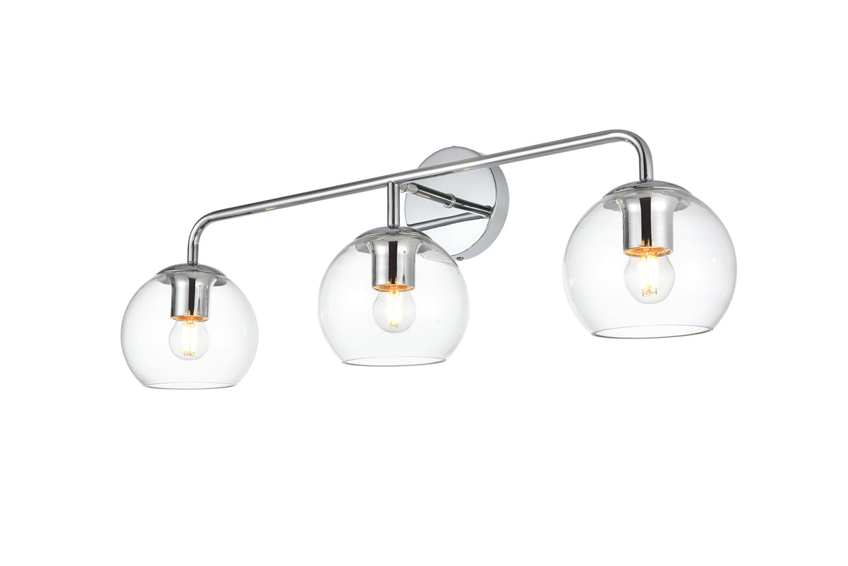 Genesis 3 light Chrome and Clear Bath Sconce