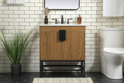 30 inch Single bathroom vanity in walnut brown
