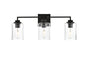 Ronnie 3 light Black and Clear Bath Sconce