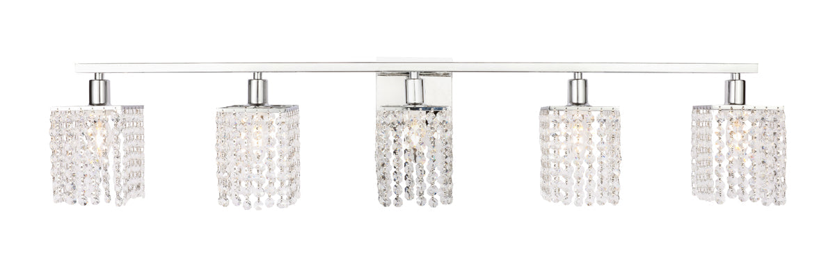 Phineas 5 light Chrome and Clear Crystals wall sconce