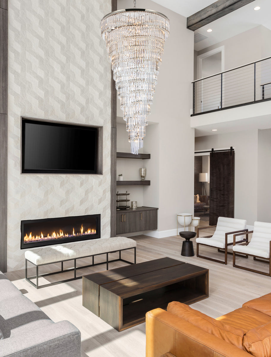 Sydney 48 inch spiral crystal chandelier in polished nickel