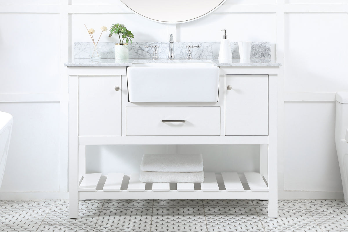 48 inch Single bathroom vanity in white with backsplash