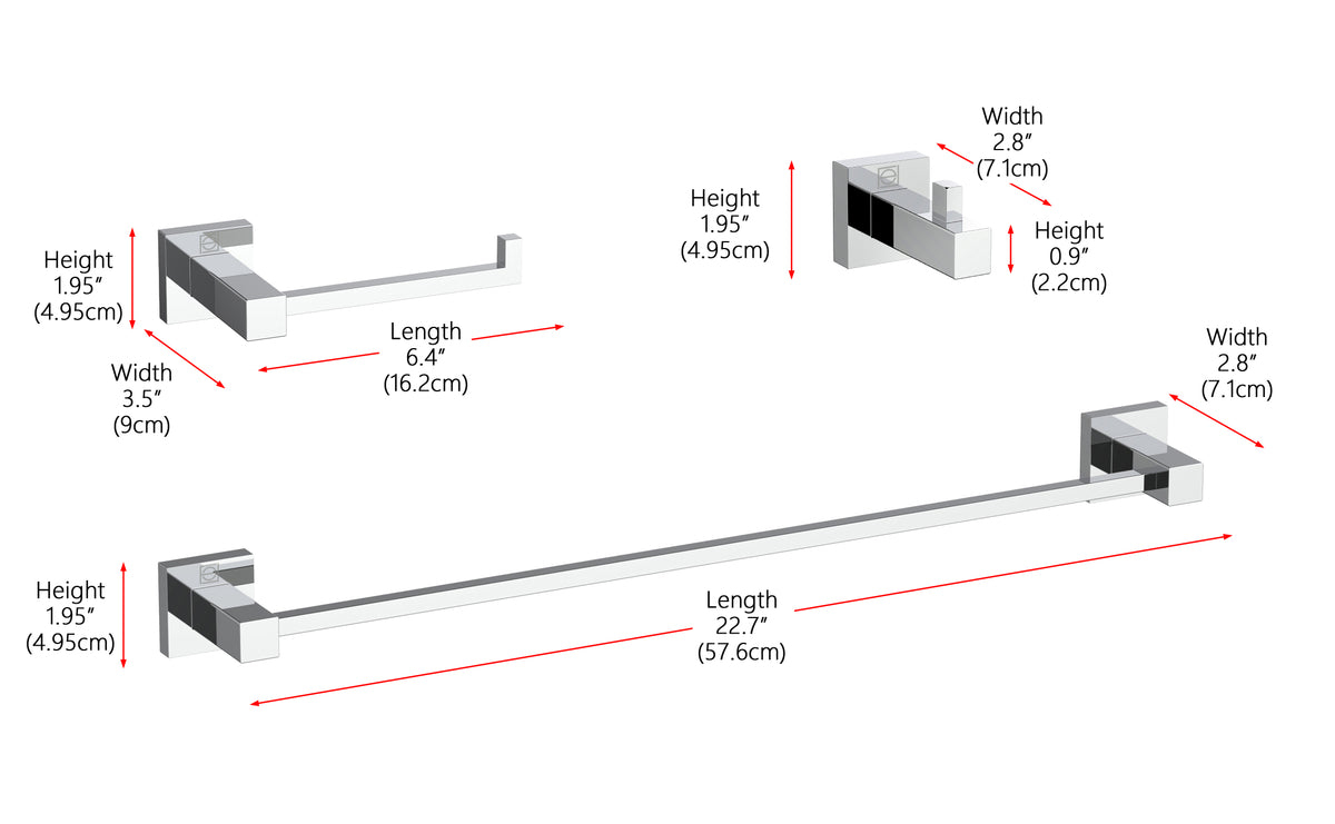 Isla 3-Piece Bathroom Hardware Set in Chrome