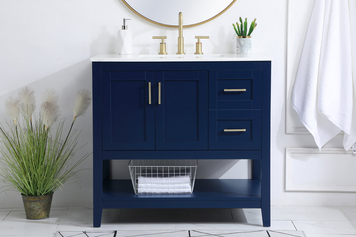 36 inch Single Bathroom Vanity in Blue