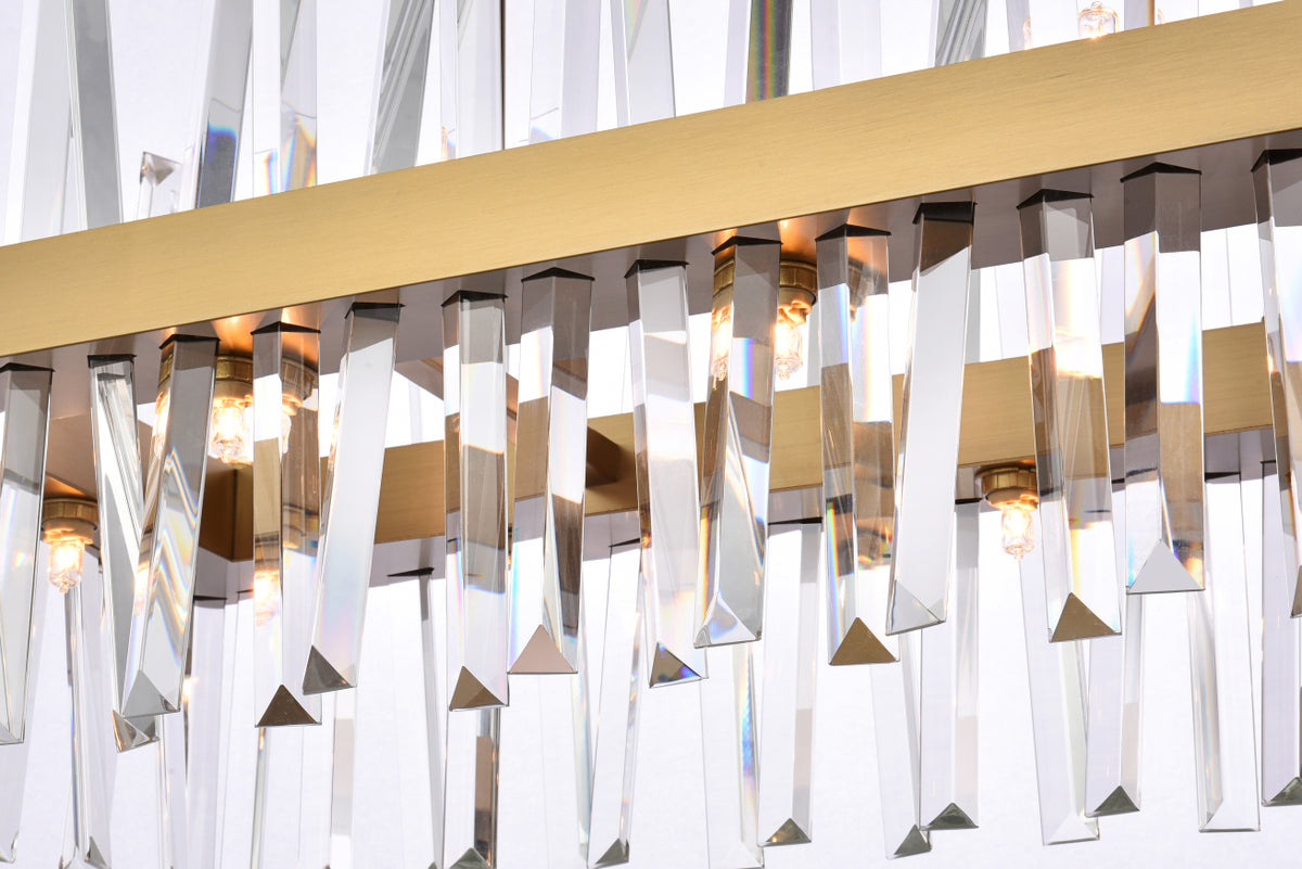 Serephina 30 inch crystal rectangle chandelier light in satin gold