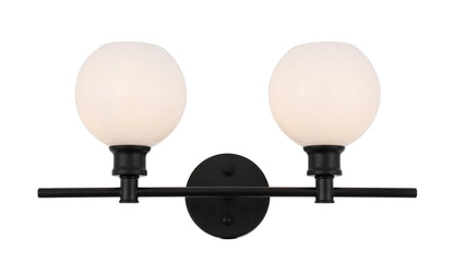 Collier 2 light Black and Frosted white glass Wall sconce