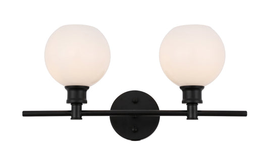 Collier 2 light Black and Frosted white glass Wall sconce