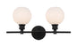 Collier 2 light Black and Frosted white glass Wall sconce