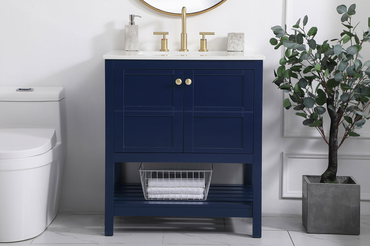 30 inch Single Bathroom Vanity in Blue