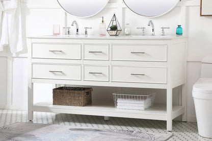 60 inch double bathroom vanity in white