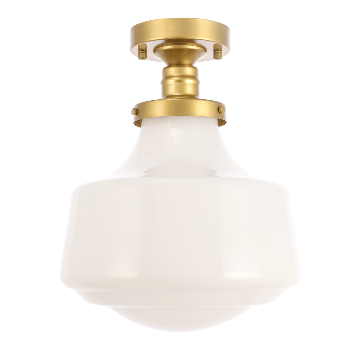 Lyle 1 light Brass and frosted white glass Flush mount