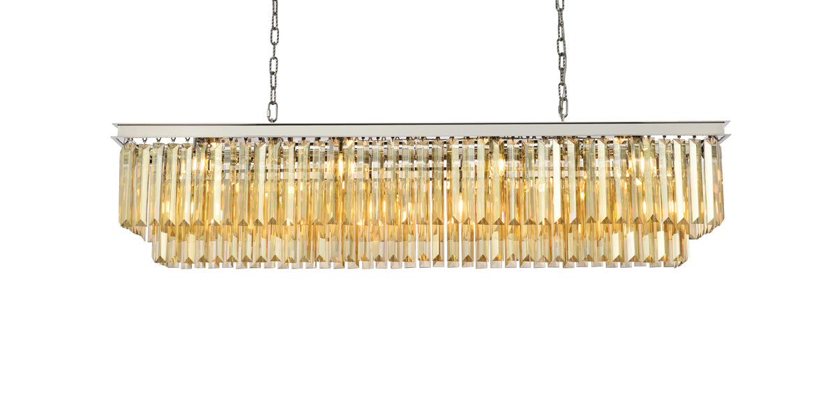 Sydney 12 light polished nickel Chandelier Golden Teak (Smoky) Royal Cut Crystal