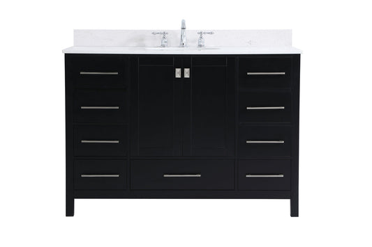 48 inch Single Bathroom Vanity in Black with Backsplash