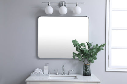Soft corner metal rectangular mirror 30x36 inch in Silver