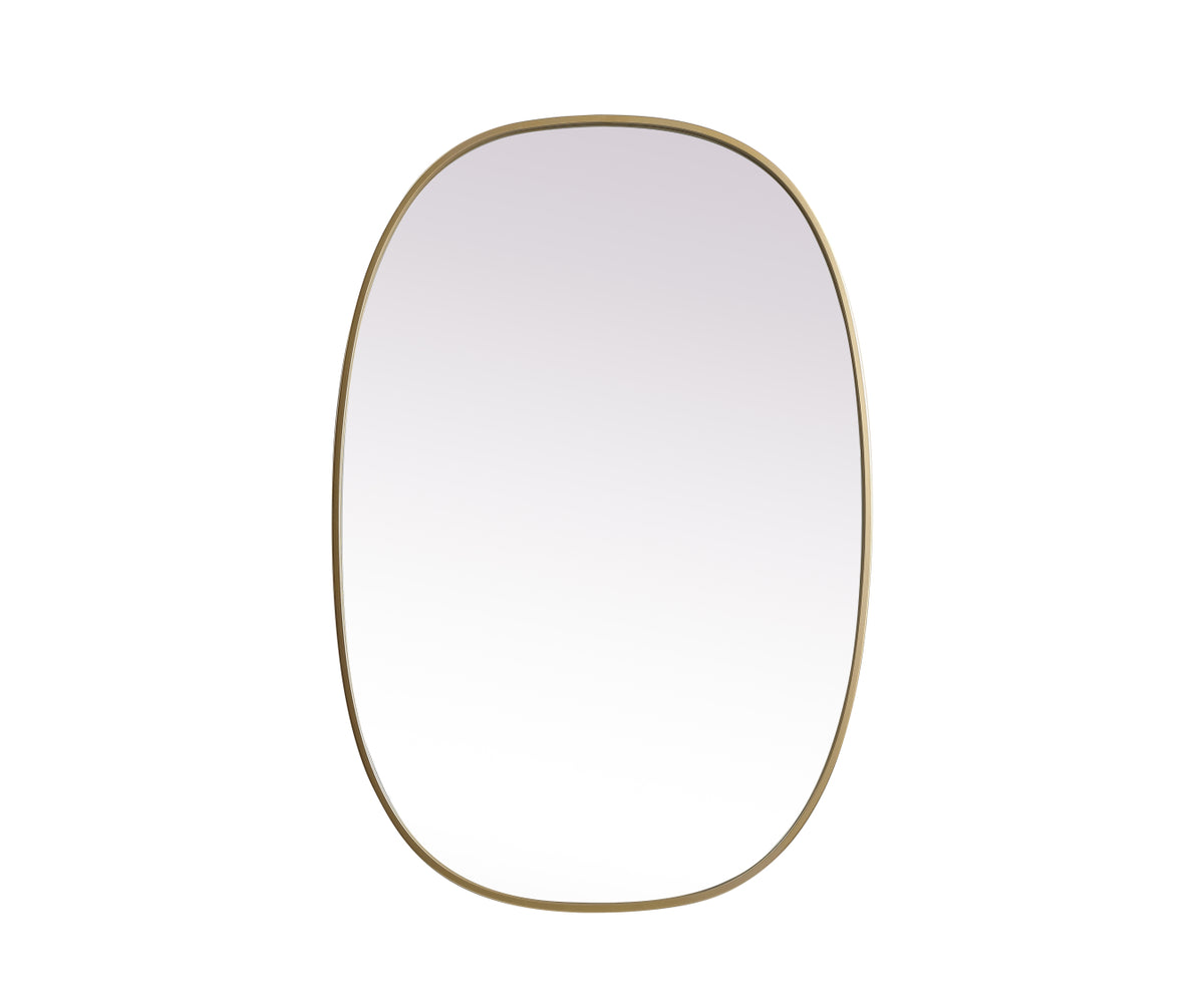 Metal Frame Oval Mirror 27x40 Inch in Brass