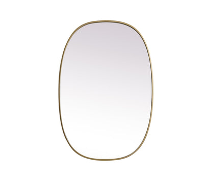 Metal Frame Oval Mirror 27x40 Inch in Brass