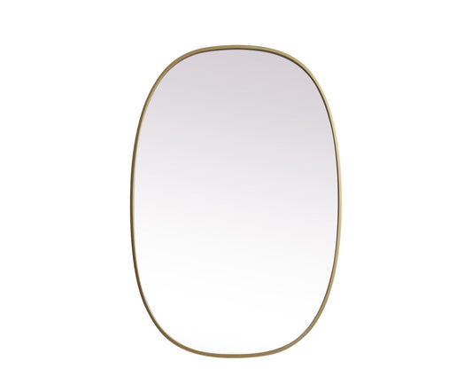 Metal Frame Oval Mirror 27x40 Inch in Brass