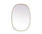 Metal Frame Oval Mirror 27x40 Inch in Brass