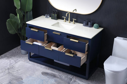 54 Inch SIngle Bathroom Vanity In Blue