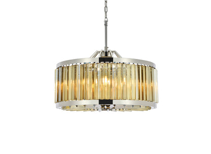 Chelsea 8 light polished nickel Chandelier Golden Teak (Smoky) Royal Cut Crystal