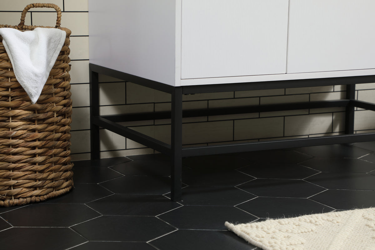 36 inch Single bathroom vanity in white with backsplash