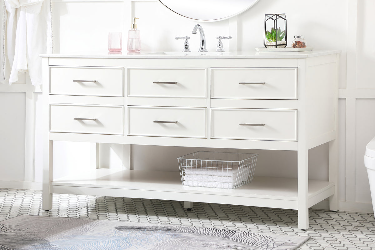 60 inch Single bathroom vanity in white