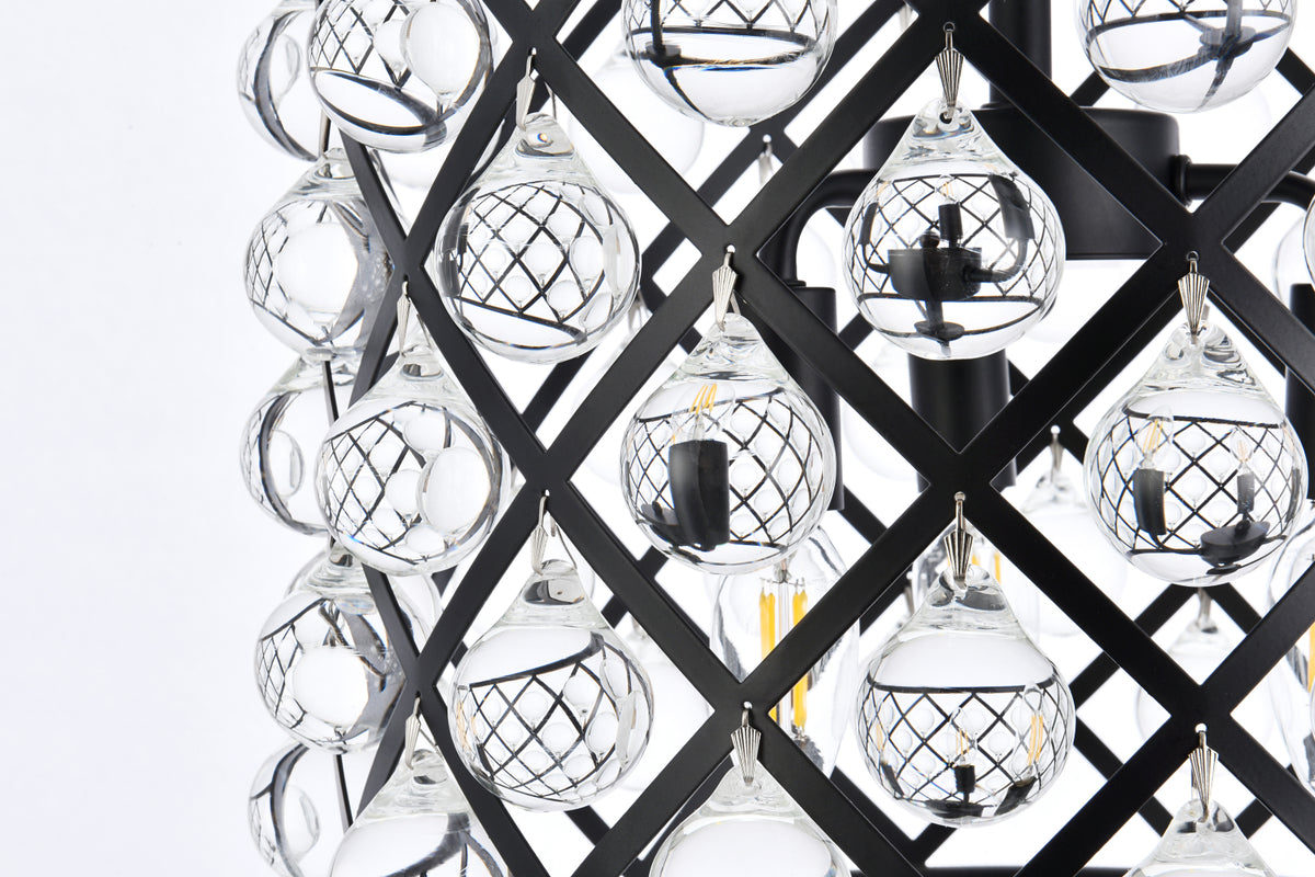 Madison 3 light Matte Black Pendant Clear Royal Cut Crystal