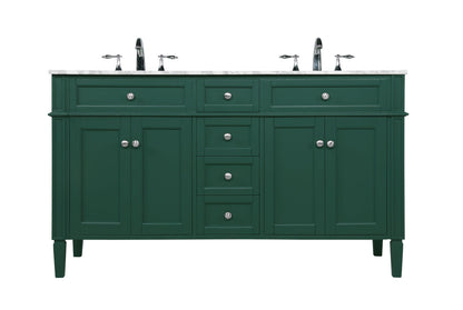 60 inch double bathroom vanity in green
