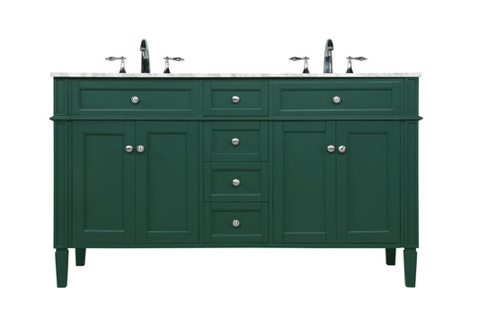60 inch double bathroom vanity in green