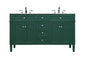 60 inch double bathroom vanity in green