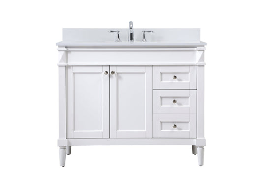 42 inch Single bathroom vanity in white with backsplash