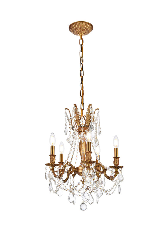 Rosalia 5 light French Gold Pendant Clear Royal Cut Crystal