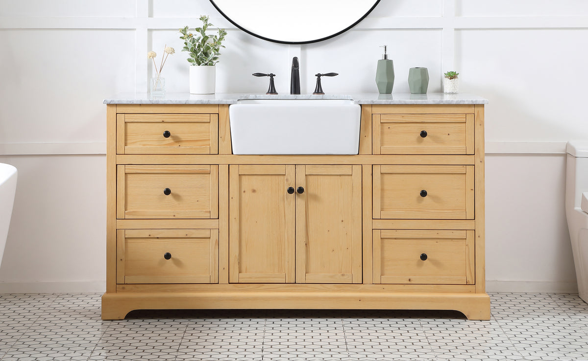 60 inch Single bathroom vanity in natural wood