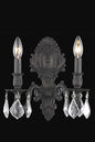 Monarch 2 light Dark Bronze Wall Sconce Clear Royal Cut Crystal