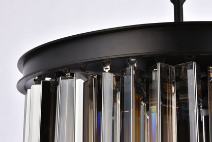 Sydney 6 light Matte Black Pendant Silver Shade (Grey) Royal Cut Crystal