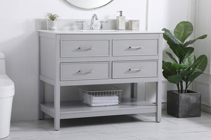 42 inch Single bathroom vanity in gray with backsplash