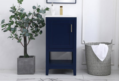 18 inch Single Bathroom Vanity in Blue