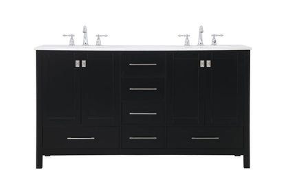 60 inch Double Bathroom Vanity in Black