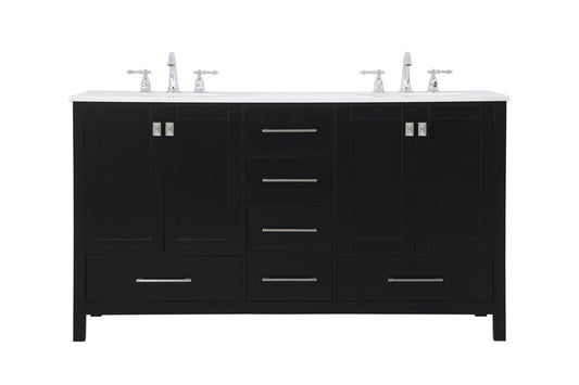 60 inch Double Bathroom Vanity in Black