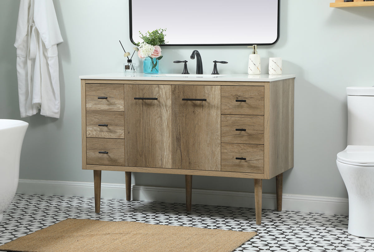 48 inch Single bathroom vanity in natural oak