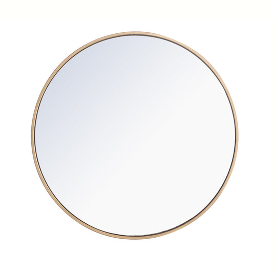 Metal frame Round Mirror 28 inch Brass finish