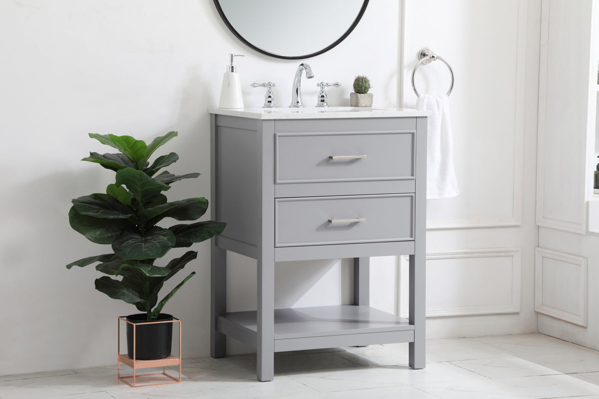 24 inch Single Bathroom Vanity in Grey