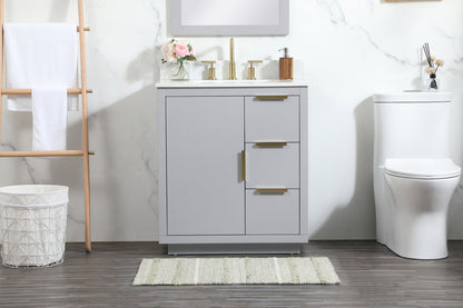 30 inch Single bathroom vanity in grey with backsplash